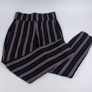 Hollister California Women's Stripe Black Red Pants Pockets Stretch Waist Size S